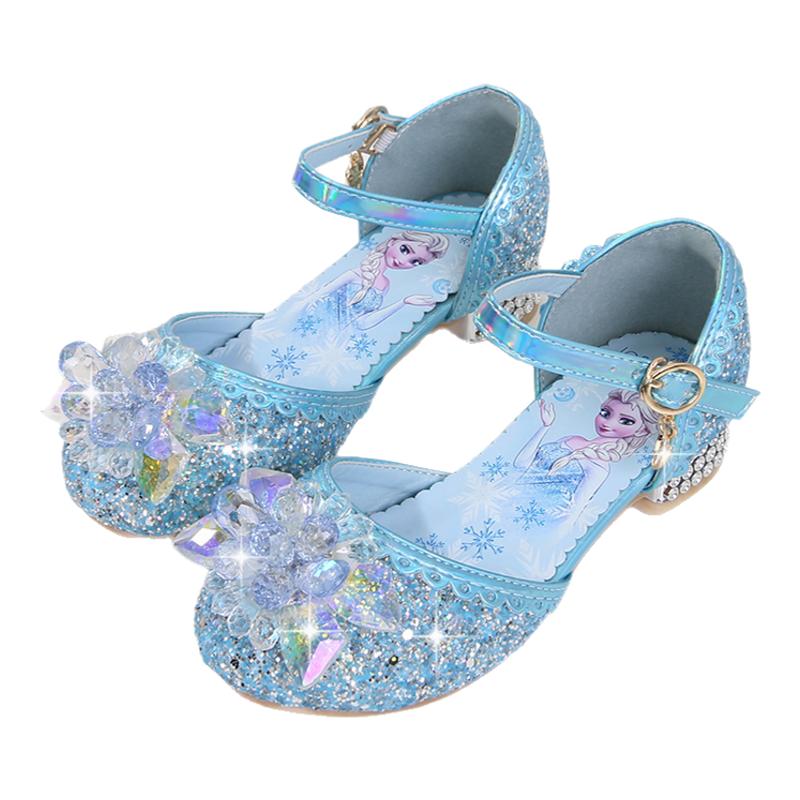 爱莎公主鞋女童凉鞋时尚水晶花鞋子2025年夏季新款儿童包头高跟鞋