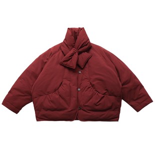 鹿与飞鸟“新年小屋”117g90白鸭绒围脖款两色蝙蝠袖羽绒服7261