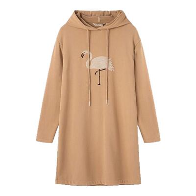 布景动物绣花直筒长袖款卫连衣裙