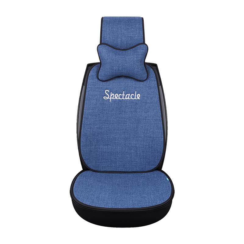 新款亚麻汽车坐垫四季通用棉麻透气舒适网红女防滑商务款全包垫套