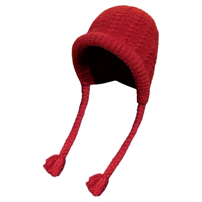 秋冬韩系红色流苏针织毛线帽子女