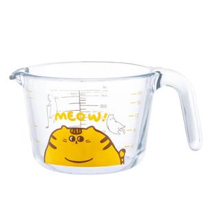 树可胖橘量杯带刻度玻璃厨房用食品级有手柄大容量耐高温打蛋杯碗