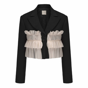 AtelierMissLu【彼端之云】2024秋冬多层柔纱拼接造型短外套