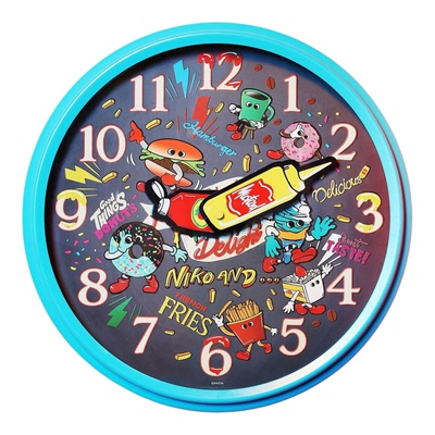 niko and ... FLAVORS系列2026新款手绘涂鸦蓝色挂钟637842