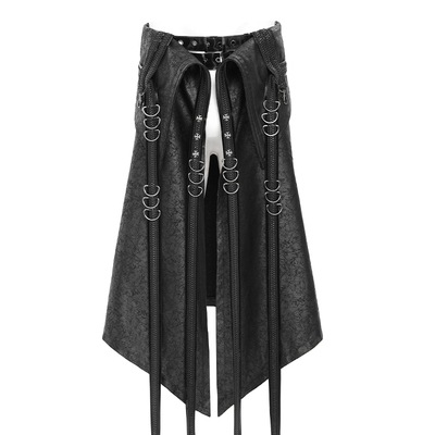 朋克裂纹皮翻领腰头半裙