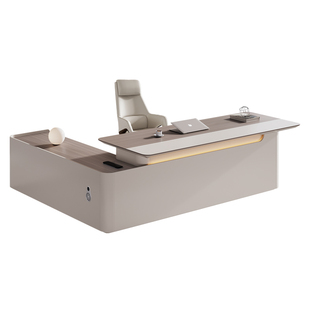 老板桌简约现代白色设计感总经理桌高级感总裁大班台办公桌椅组合