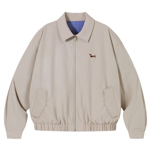 PSO Brand 男装女装双面复古翻领夹克外套女款宽松格纹风衣潮牌