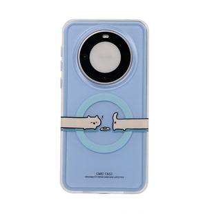 CARECASE 觅食猫咪二合一磁吸手机壳 适用于华为Mate 60 Pro + 原创设计 ins清新创意 卡通涂鸦简约 支架组合
