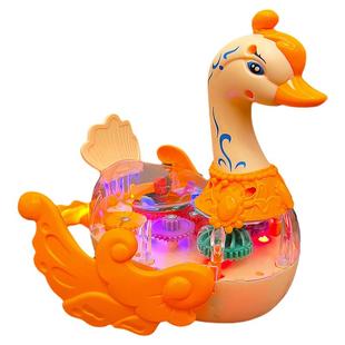 抖音同款儿童玩具婴儿0一1岁2电动3早教益智透明齿轮天鹅音乐玩具