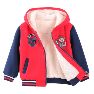 男童秋冬季加厚外套儿童加绒内里保暖棉衣宝宝羊羔绒了两层棉袄