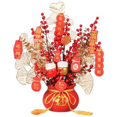 金色仿真花新年福桶尤加利婚礼