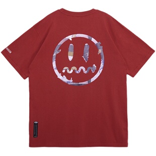 清仓福利BEASTER小恶魔鬼脸情侣国潮牌油画印花短袖T恤男bf风宽松