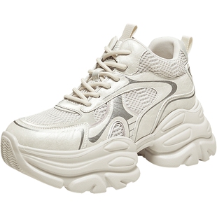 TATA他她女鞋2025冬新款网面时尚休闲鞋厚底增高老爹鞋CY209DM5