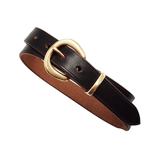 纯手工HORWEEN美国霍尔文茶芯牛皮 黄铜马蹄扣腰带皮带复古男女款