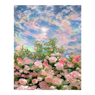 山茶花卉diy数字油画手工填色画治愈系唯美手绘丙烯装饰油彩挂画