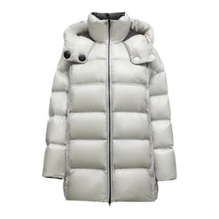 FANLE STUDIOS进口90白鹅绒保暖立领连帽时髦龟背中长款羽绒服女