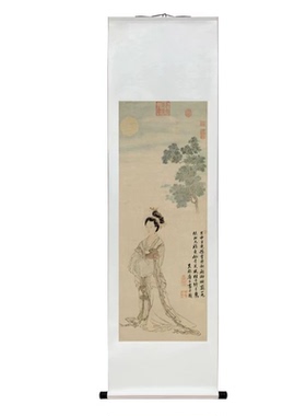 唐寅嫦娥奔月图宣纸复刻卷轴