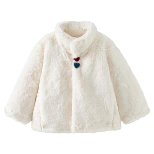 童泰女宝宝外套冬季夹棉儿童立领上衣女童外出可爱毛绒绒兔毛衣服