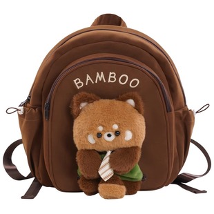 古力古力可爱小熊猫玩偶毛绒双肩包包背包男女大学生书包可放电脑