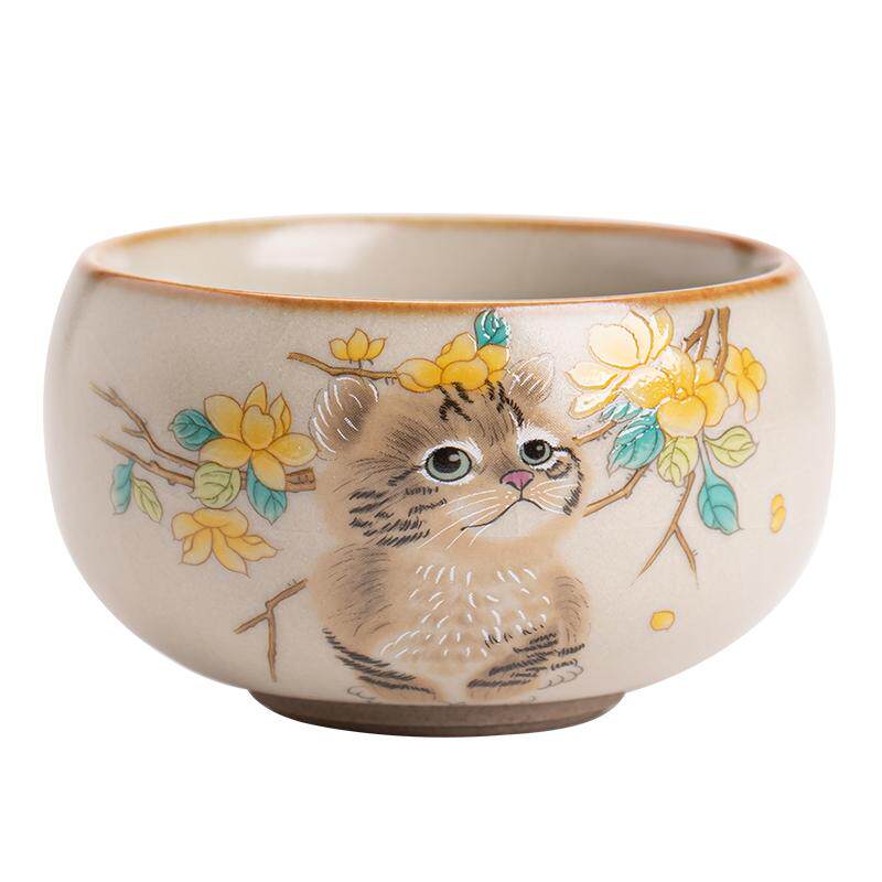 汝窑猫咪主人杯功夫茶具