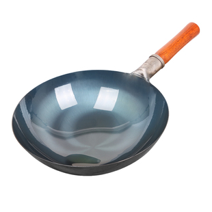 繁良铁锅老中式家用炒菜锅无涂层厨师推荐熟铁圆底马勺燃气灶适用