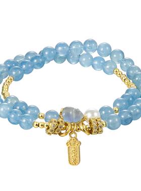 zeroline海蓝宝水晶手串女款纯银