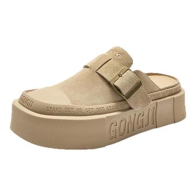 郑业成|柯淳同款GONGJI包头半拖鞋女外穿一脚蹬厚底穆勒鞋勃肯鞋