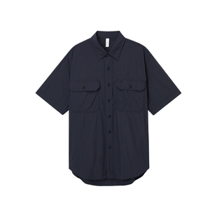 IT WITTH LOVE男装纯色短袖衬衫新款潮流型男翻领工装上衣8502AUO