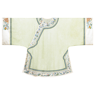 星榆缀裳丨一城风絮丨夏季真丝透孔罗圆领大镶边绣花斜襟原创款袍