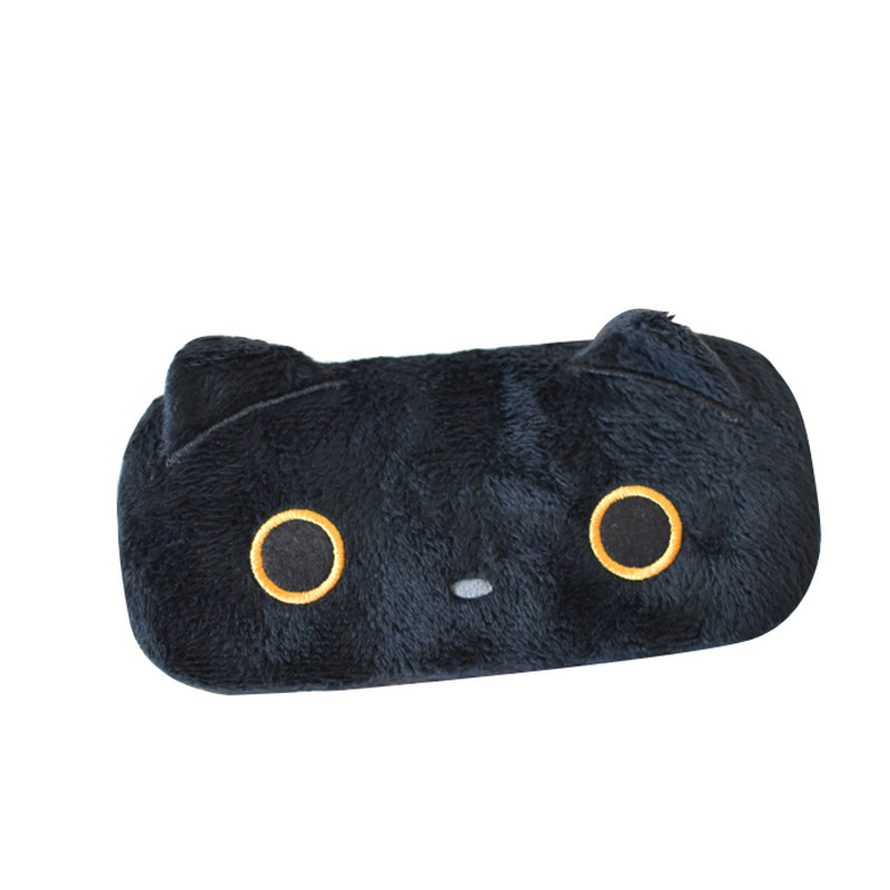 出口日本黑猫毛绒卡通眼镜盒包邮