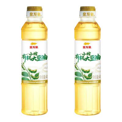 金龙鱼小榨有机非转基因大豆油400ml两瓶装家用烹饪煎炸食用豆油