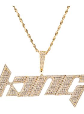 微镶锆石刀锋字母组合项链