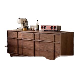 北美黑胡桃木全实木原木电视柜斗柜落地柜中古风一体骨骼线置物柜