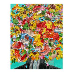 《繁花之思》奶油风客厅装饰画现代简约肌理感挂画艺术花卉壁画