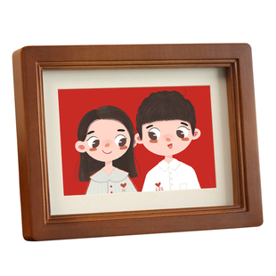 高级感海马体结婚登记照相框6寸7寸8证件照新婚周年纪念定制摆台