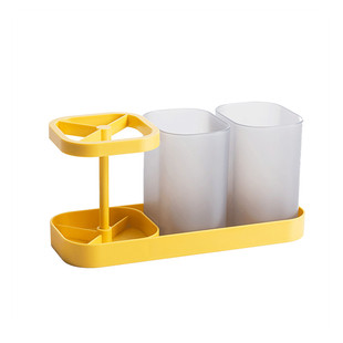 日式情侣双人刷牙杯套装漱口杯架牙刷架浴室牙膏收纳架电动牙具座