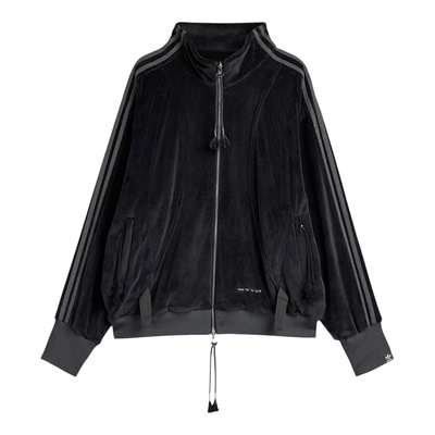 Adidas/阿迪达斯正品三叶草男女休闲天鹅绒宽松运动外套KC0317