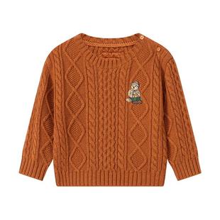 TeenieWeenie Kids小熊童装25年秋冬男女宝简约百搭绞花针织毛衣