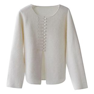 新中式羊毛小香风针织外套女款秋冬季春秋开衫保暖毛衣上衣F759