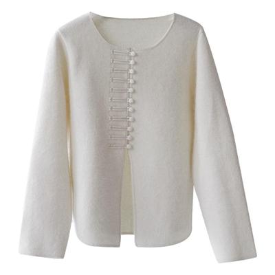 新中式羊毛小香风针织外套女款秋冬季春秋开衫保暖毛衣上衣F759