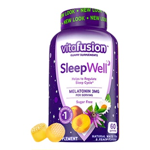 美国vitafusion褪黑素软糖退黑素片调节睡眠sleepwell褪黑色素片