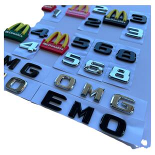 麦当劳M后尾标欧麦噶宝马改装M标金拱门车标EMO字标车贴搞笑标志