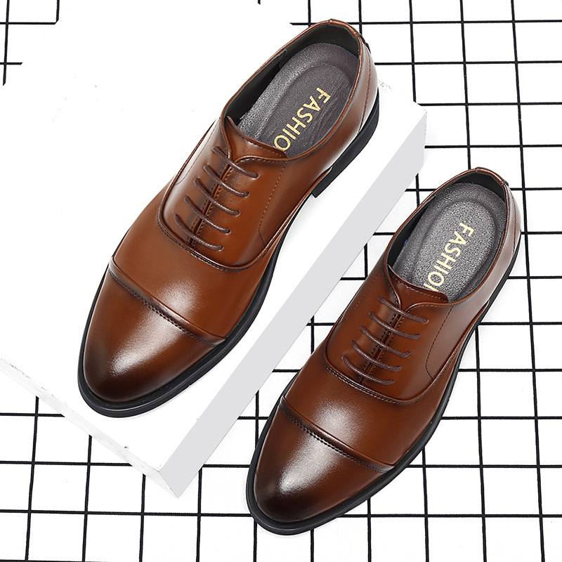 新品 商务正装内增高皮鞋男三接头男鞋一件低帮镂空系带休闲透气