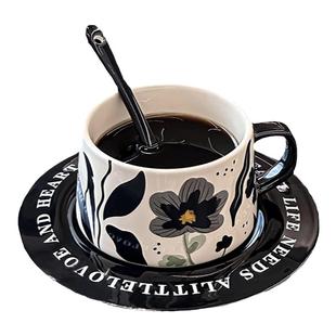 咖啡杯碟套装高档精致陶瓷茶杯复古女士新款高颜值下午茶杯子勺子