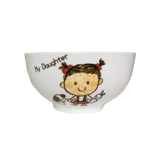 可爱卡通亲子一家人骨瓷儿童碗盘餐具杯子散件陶瓷微波炉米饭碗盘