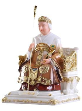 涛羽玉石土地公婆神像一对供奉