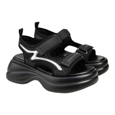 羊皮网面运动休闲一字带罗马凉鞋