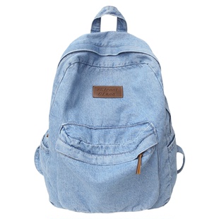 自制2025年复古丹宁牛仔双肩包 做旧水洗慵懒书包 学生背包男女款