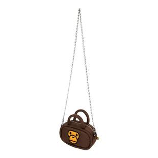 现货 BAPE BABY MILO 经典棕色猴子图案 咖啡色 链条手提斜挎包