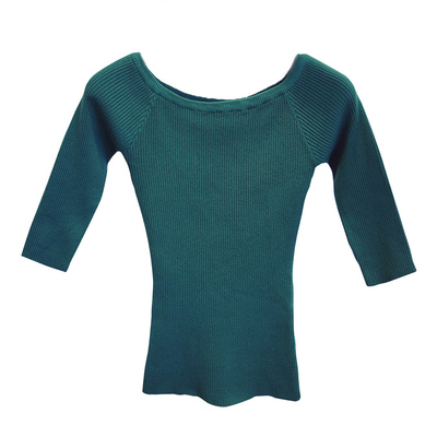 一字领中袖套头五分袖露肩打底